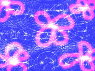 Pink flower drawing on abstract blue painting texture background. Digital art painting image.