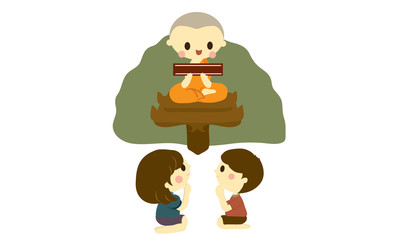 Thai Buddha with monks