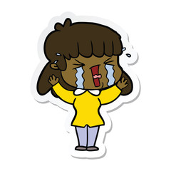 sticker of a cartoon woman in tears