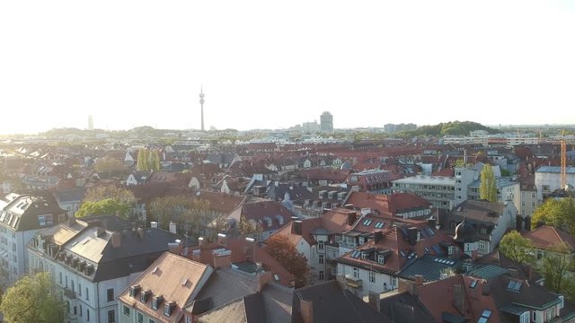 Drone footage M&uuml;nchen, Schwabing West, Sunny, 1080p, HD