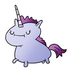 gradient cartoon doodle of a magical unicorn
