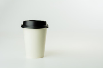 white paper coffee cup on white background.