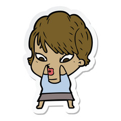 sticker of a cartoon woman