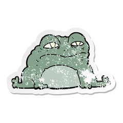 distressed sticker of a cartoon toad