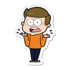 sticker of a cartoon shocked man