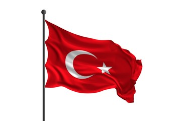 Waving flag of Turkey. 3D rendering