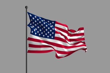 Waving flag of United States of America. 3D rendering
