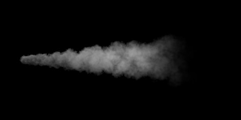 Stream of smoke. Isolated on black background. 3D rendering.