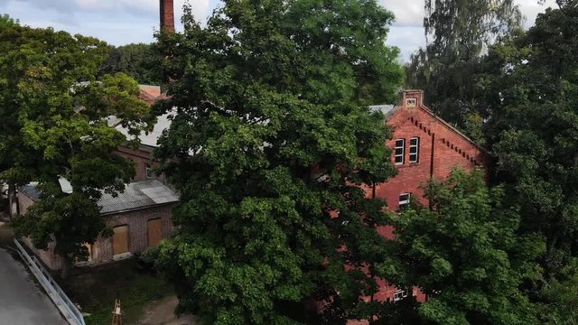 drone shot of old paper factroy in Rapina Estonia