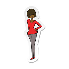 sticker of a cartoon pretty woman