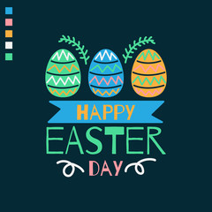 Colorful Happy Easter greeting card labels with vector illustration