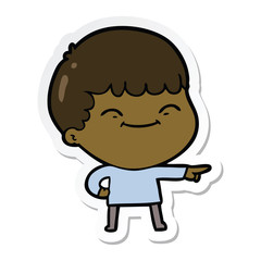 sticker of a cartoon happy boy