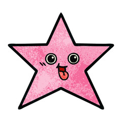 retro grunge texture cartoon star fish