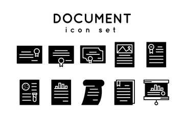 Fototapeta na wymiar Black Icon Document Set