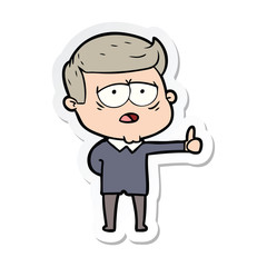 sticker of a cartoon tired man