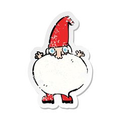 retro distressed sticker of a cartoon tiny santa