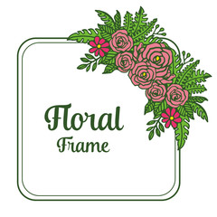 Vector illustration decorative frames flower red and pink