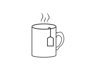 Cup thin line icon, food and drink, hot tea sign, vector graphics, a linear pattern on a white background.