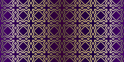 Vector Paper For Scrapbook. Luxury Texture For Wallpaper, Invitation. Seamless Geometric Ornament. Purple gold color