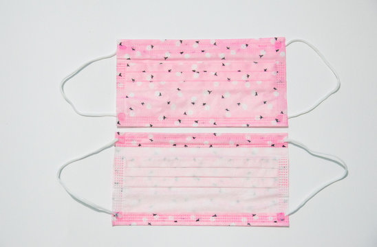 Face mask with pink stripes
