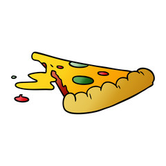 gradient cartoon doodle of a slice of pizza