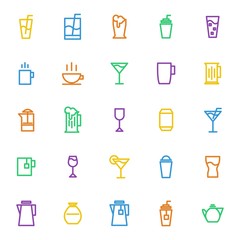 drink line color vector icon set