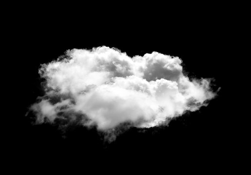 Single white cloud illustration isolated over black background
