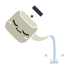 flat color retro cartoon pouring kettle