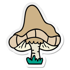 sticker cartoon doodle of a single mushroom