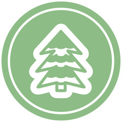 snowy tree circular icon