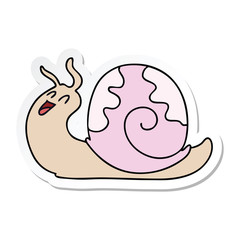 sticker of a quirky hand drawn cartoon snail