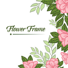 Vector illustration texture pink floral frame very blooms