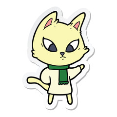 sticker of a confused cartoon cat