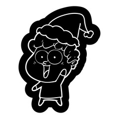 cartoon icon of a happy man wearing santa hat