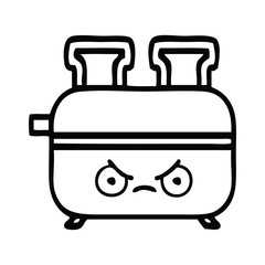 line drawing cartoon of a toaster