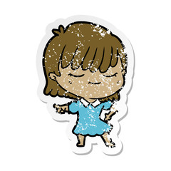 distressed sticker of a cartoon woman