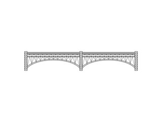 Grey bridge on white background. Vector illustration.