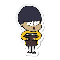 sticker of a cartoon happy boy