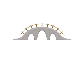 Stone bridge on white background. Vector illustration.