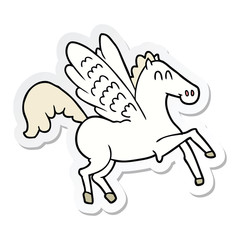 sticker of a cartoon winged horse