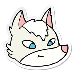 sticker of a cartoon wolf face