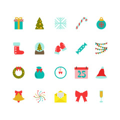 Vector illustration. Set of christmas illustrations. Flat style