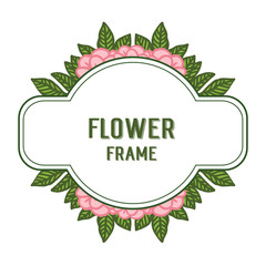 Vector illustration lettering of flower frame with green leaves