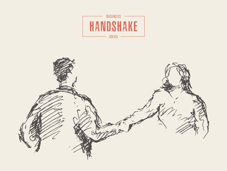 Business meeting woman man handshake vector hand