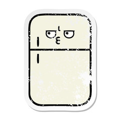 distressed sticker of a cute cartoon fridge freezer