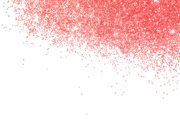 Pink glitter on white background