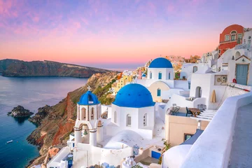 Poster Sunset on the famous Oia city, Greece, Europe © f11photo