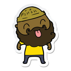 sticker of a man with beard sticking out tongue