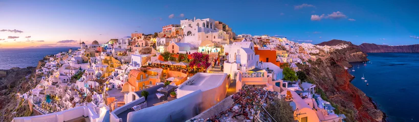 Poster Sunset on the famous Oia city, Greece, Europe © f11photo