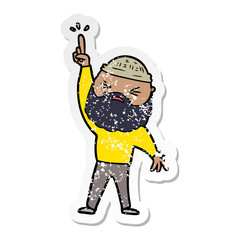 distressed sticker of a cartoon man with beard